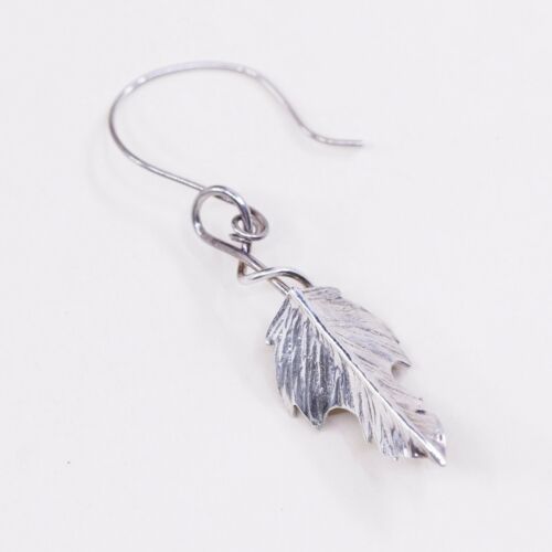 Vtg 925 Sterling Silver Handmade Earrings W/ Leaf Dangles, Silver Tested