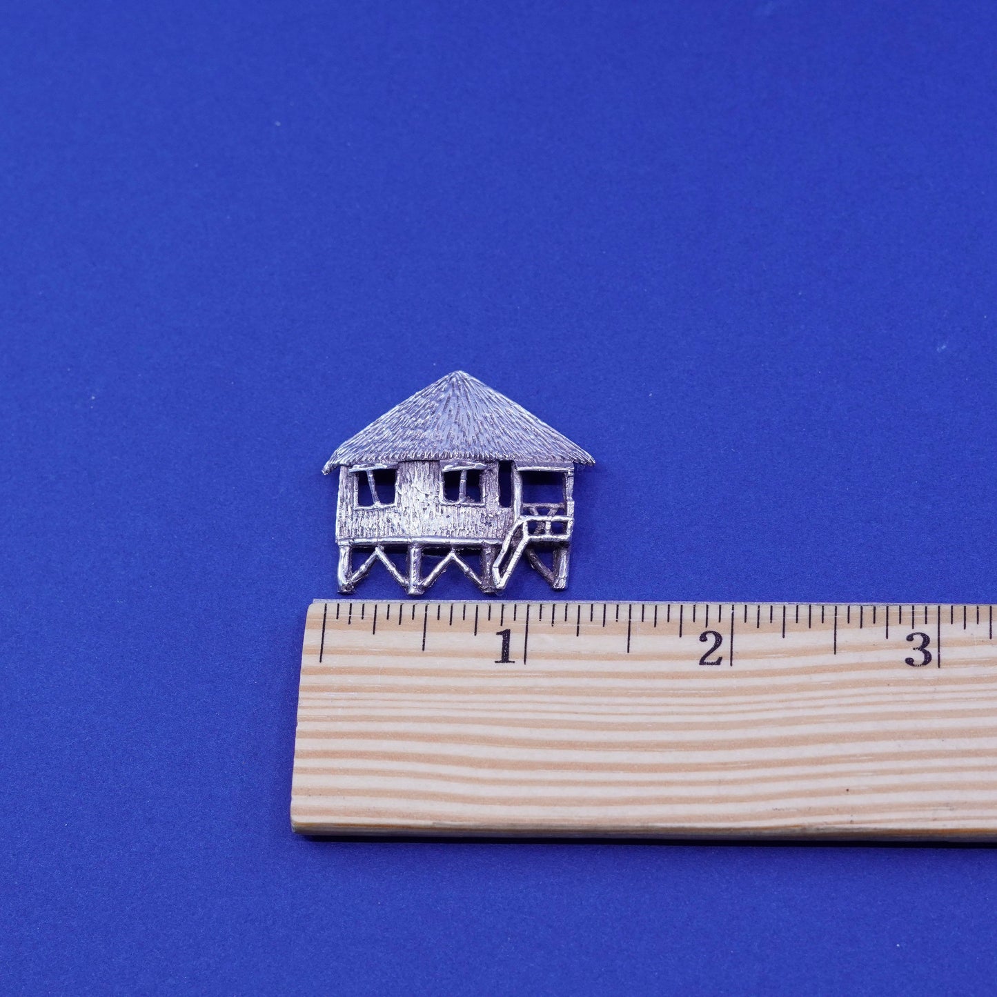 Vintage sterling silver handmade brooch, 925 modernist palm palapa pin