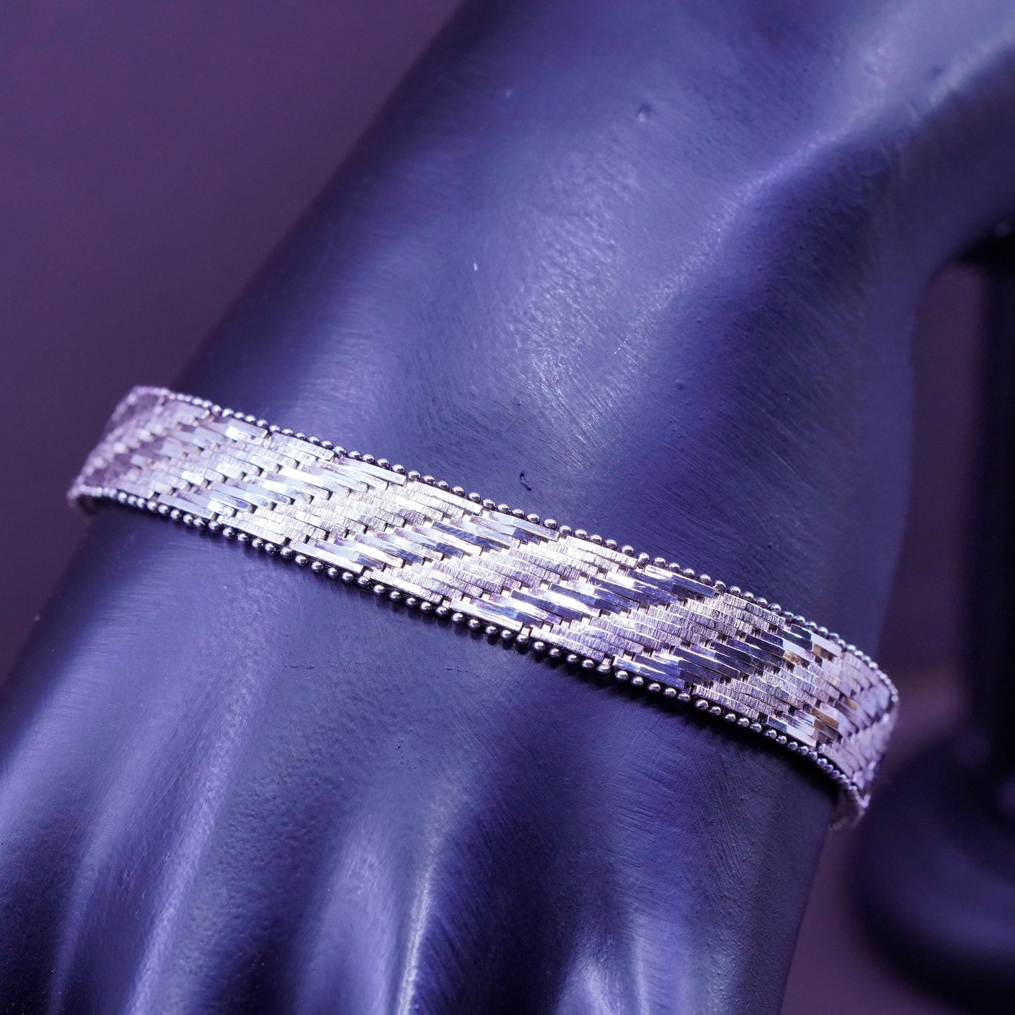 7.25”, 10mm, vintage milor Sterling silver bracelet, Italy 925 Riccio chain