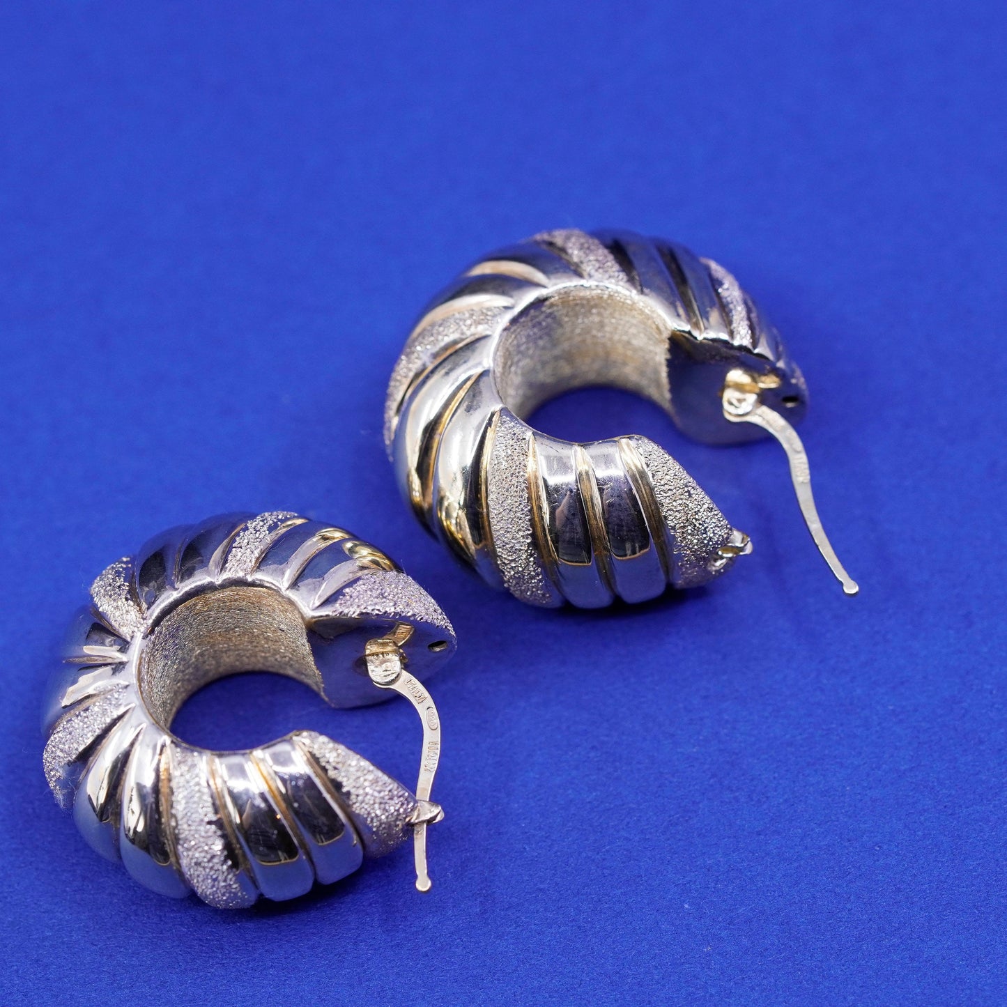 1.25”, Italy ITAOR vermeil gold Sterling 925 silver hoop glittering earrings