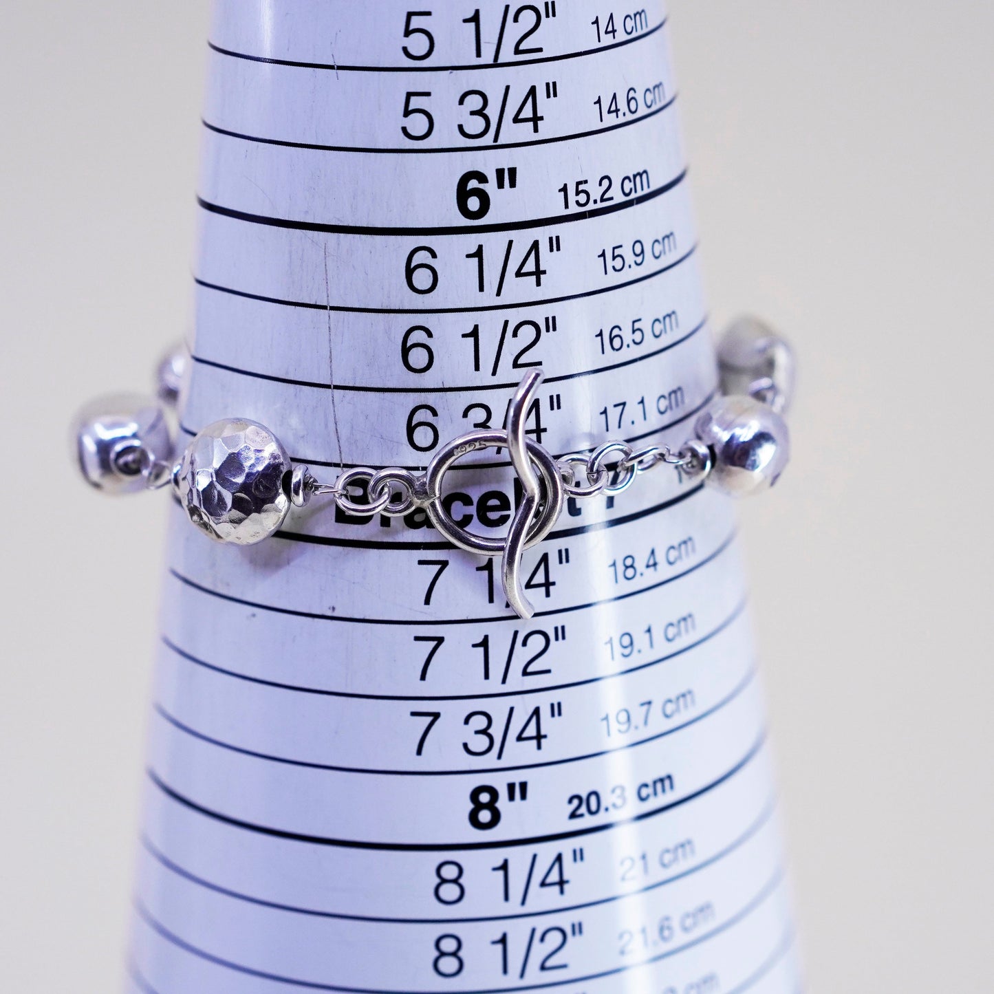 7”, Sterling silver handmade bracelet, 925 cluster crystal beads toggle closure