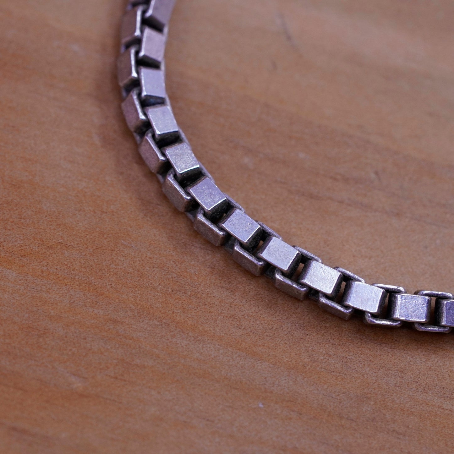 6.5”, 3mm, vintage Sterling silver handmade bracelet, Italy 925 box chain