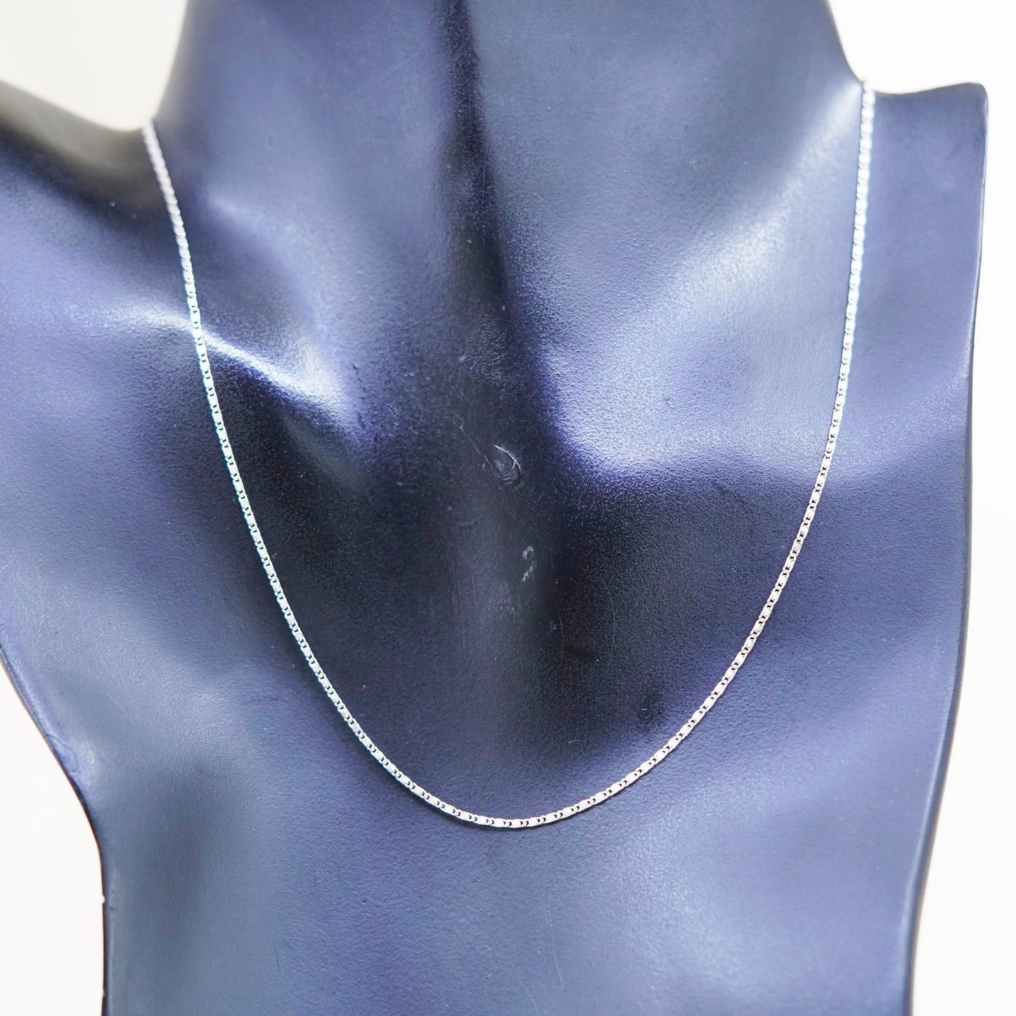 16” 1mm, Vintage Mexico sterling 925 silver swirly flatten link chain, necklace