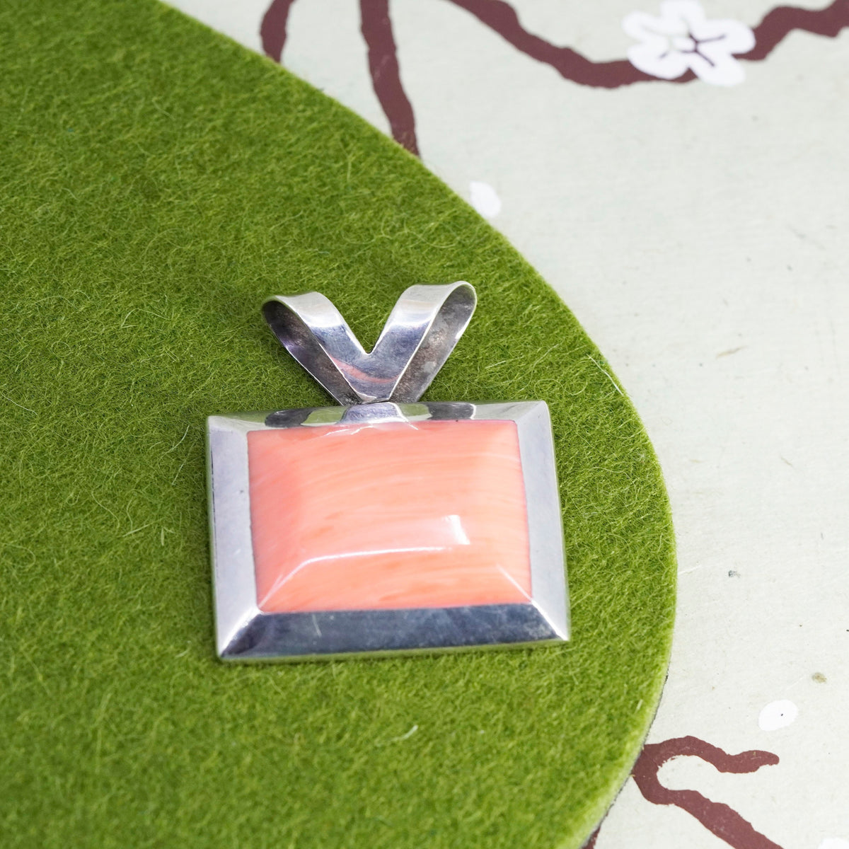 vintage Mexico handmade sterling 925 silver pendant with agate