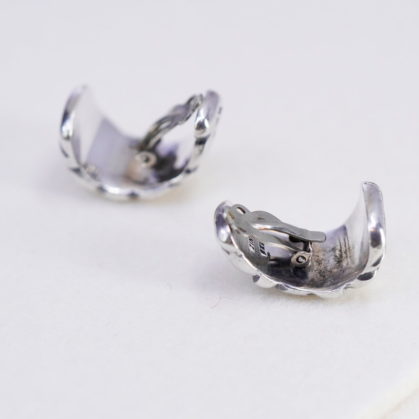 Vintage Zina Sterling silver handmade clip on earrings, 925 cross earrings