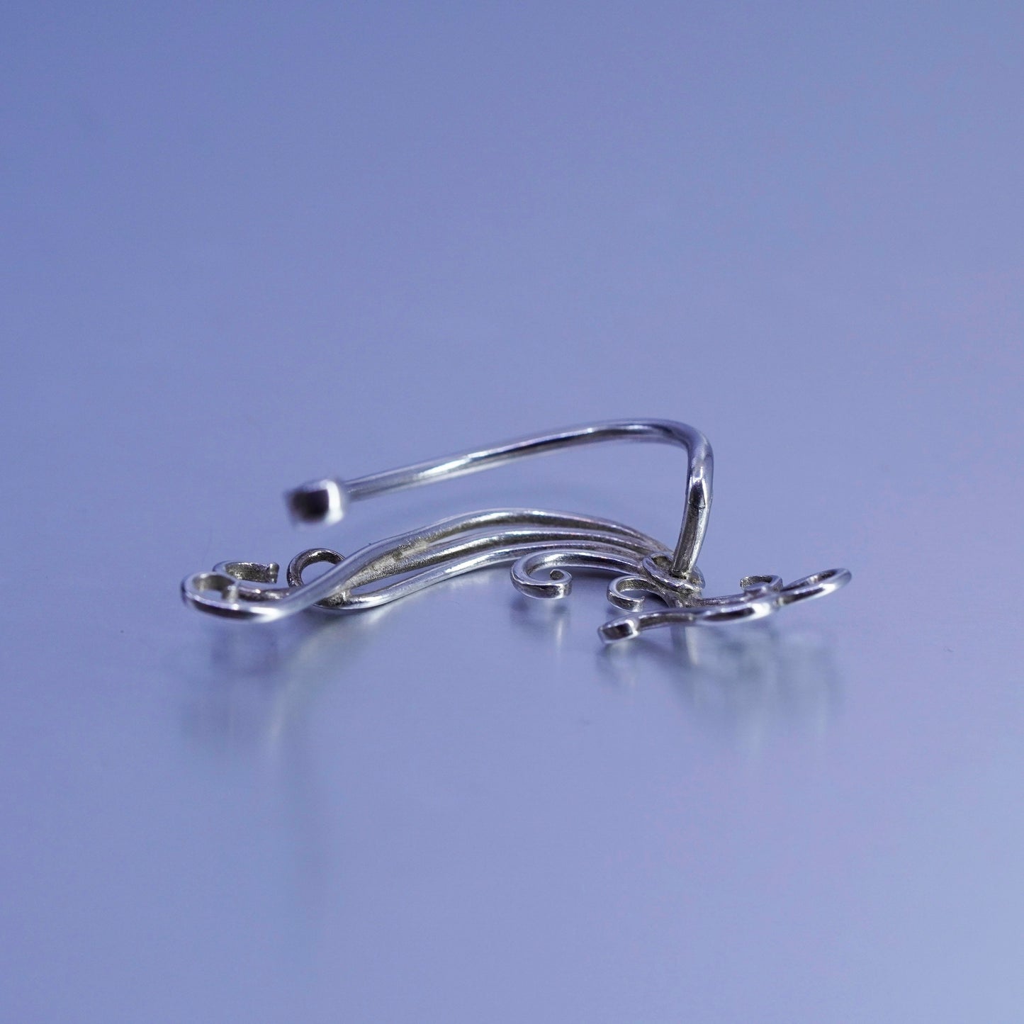 Vintage Sterling silver handmade ear cuff, 925 swirly earring cuff