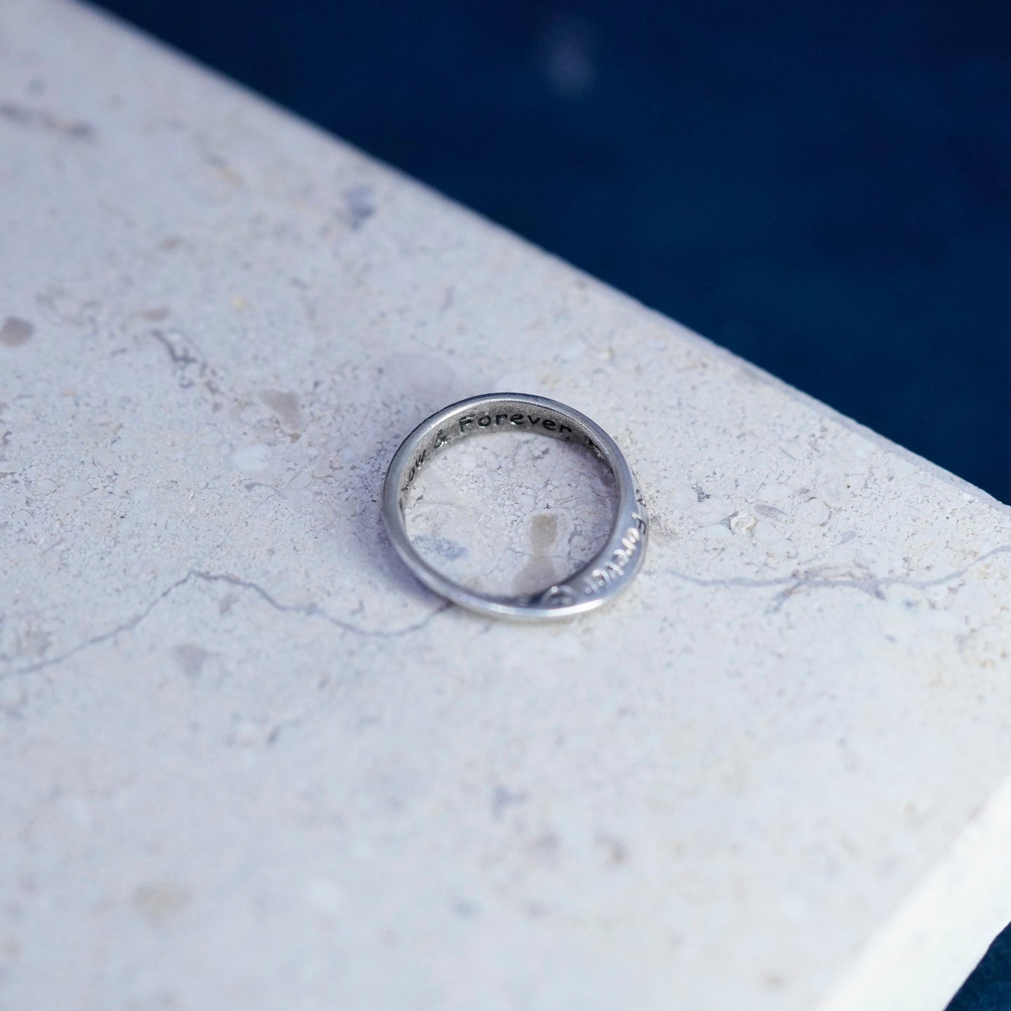 Size 2, Sterling silver ring, 925 pinky band quote best friends now and forever