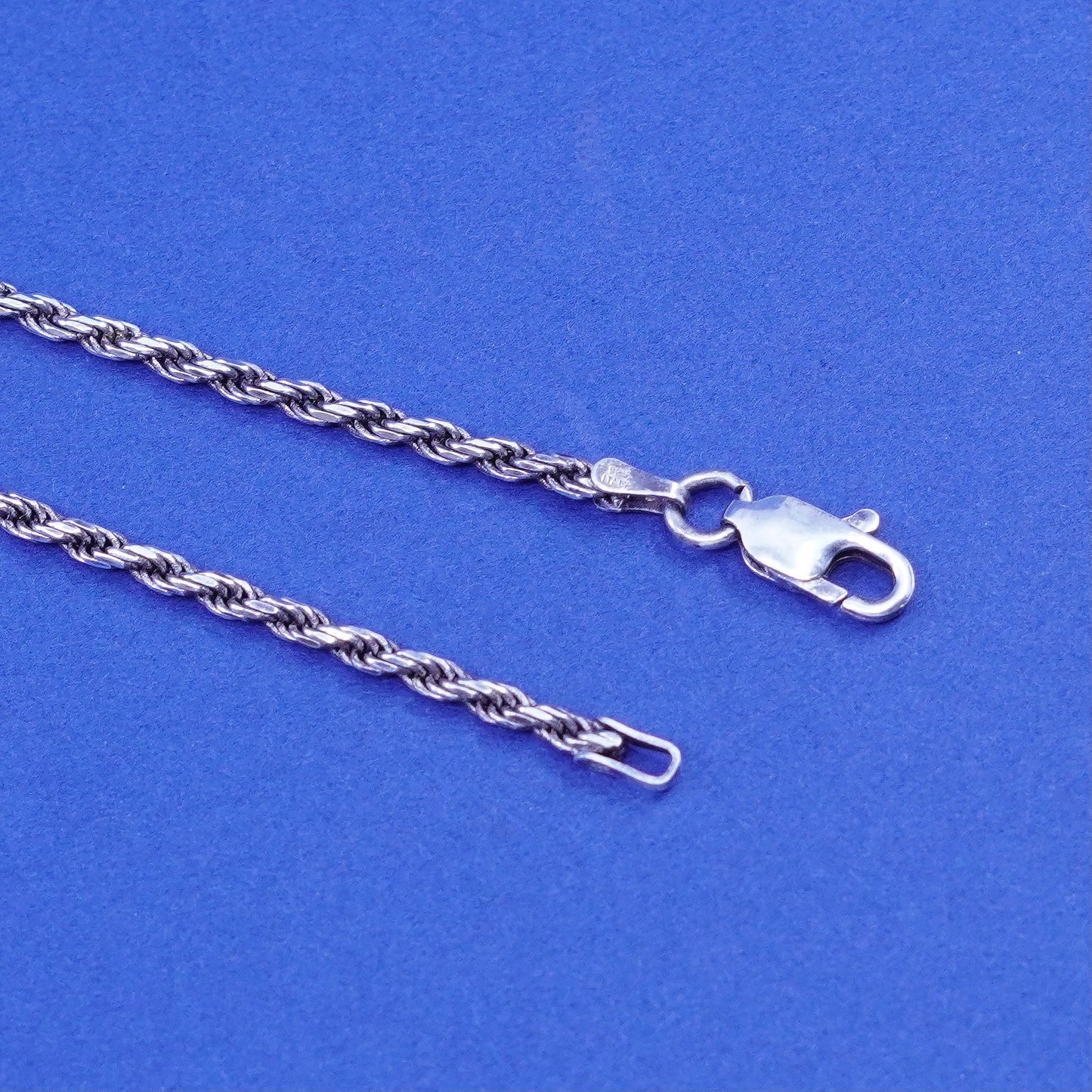 24”, 2mm, vintage Italy Milor Sterling silver handmade necklace, 925 rope chain
