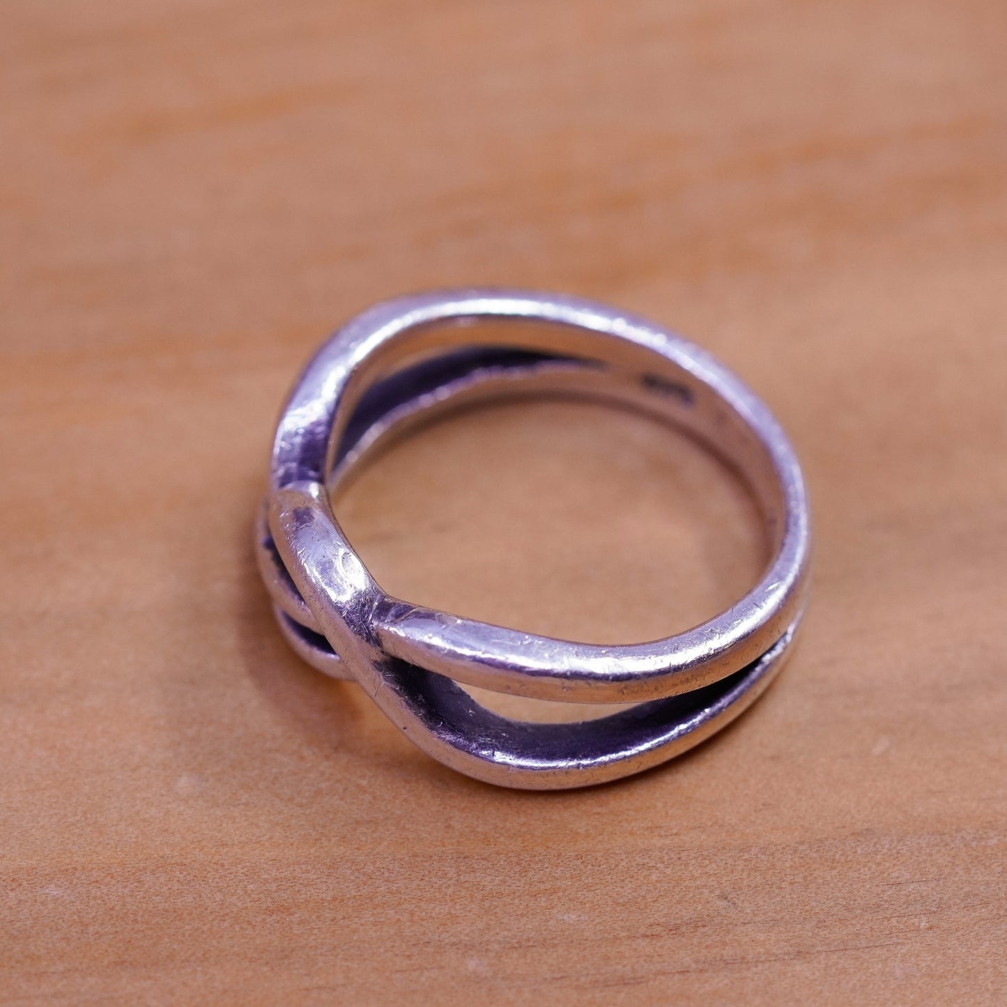 Size 6, vintage TMA Sterling silver handmade ring, Modern 925 wavy band