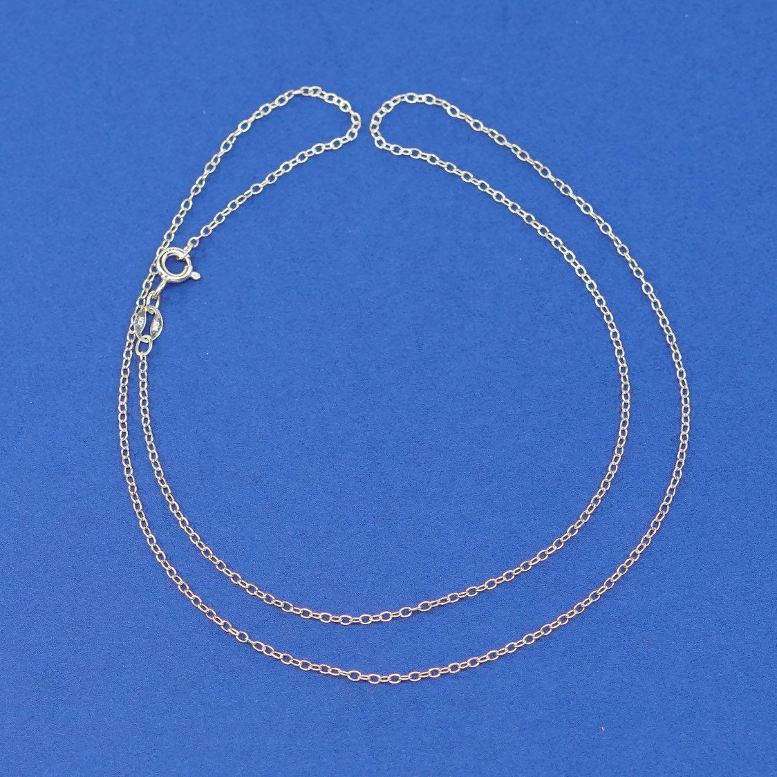 18", 1mm, vtg JCM Sterling silver handmade necklace, gold 925 circle chain