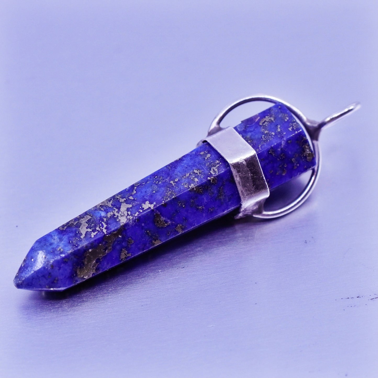 antique sterling 925 silver handmade healing crystal pendant with lapis lazuli