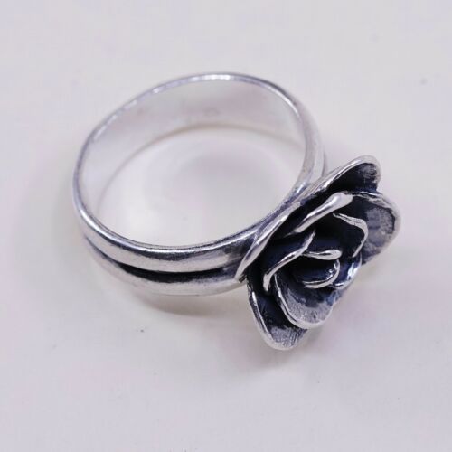 Size 7.25, Silpada Oxidized Sterling Silver Rose Bud Flower Band Ring R2207
