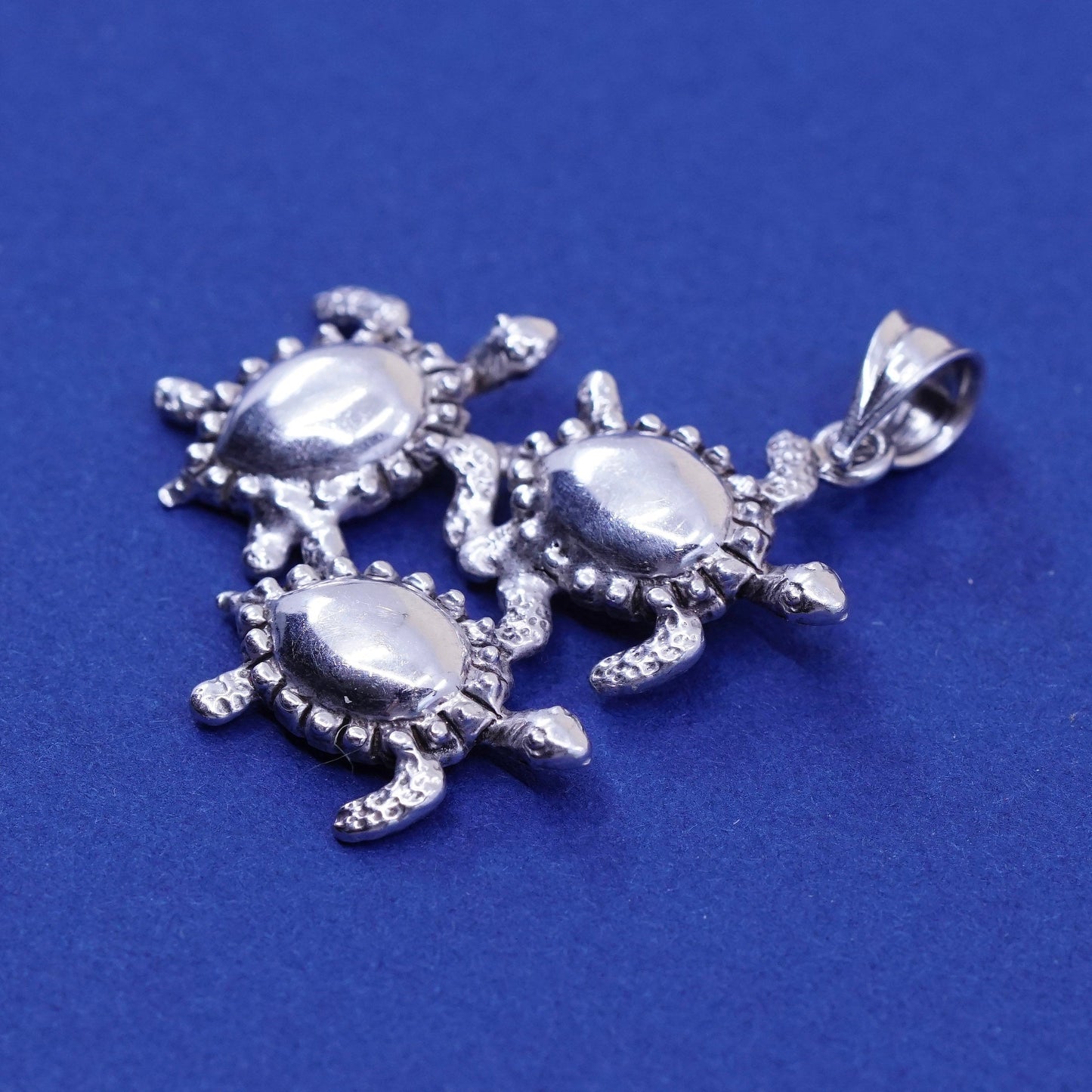 Vintage GD Sterling silver handmade pendant, 925 sea turtles