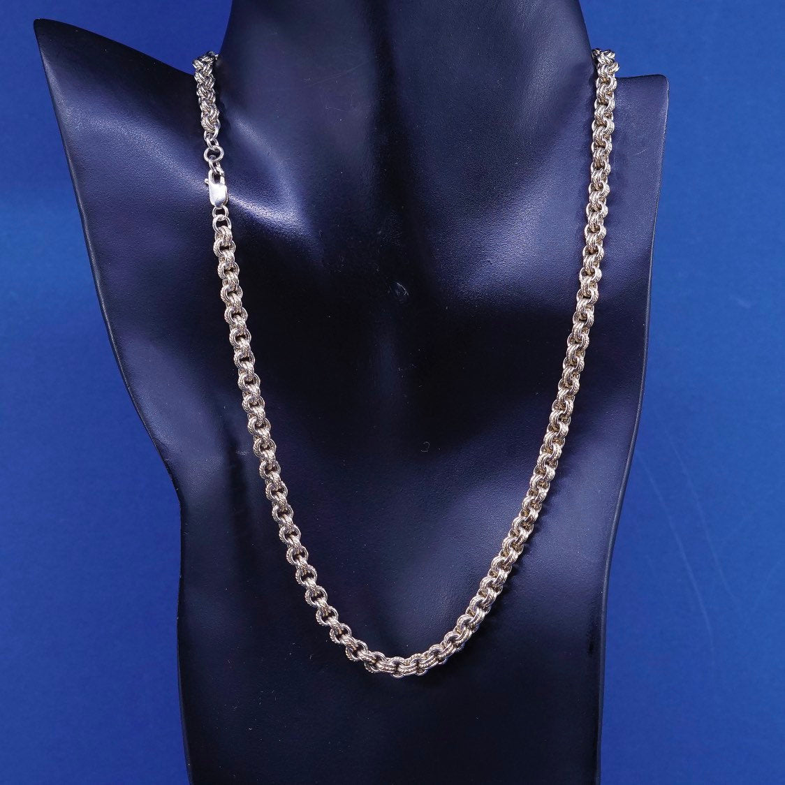 20”, 5mm, Sterling silver handmade necklace, two Tone 925 circle chain