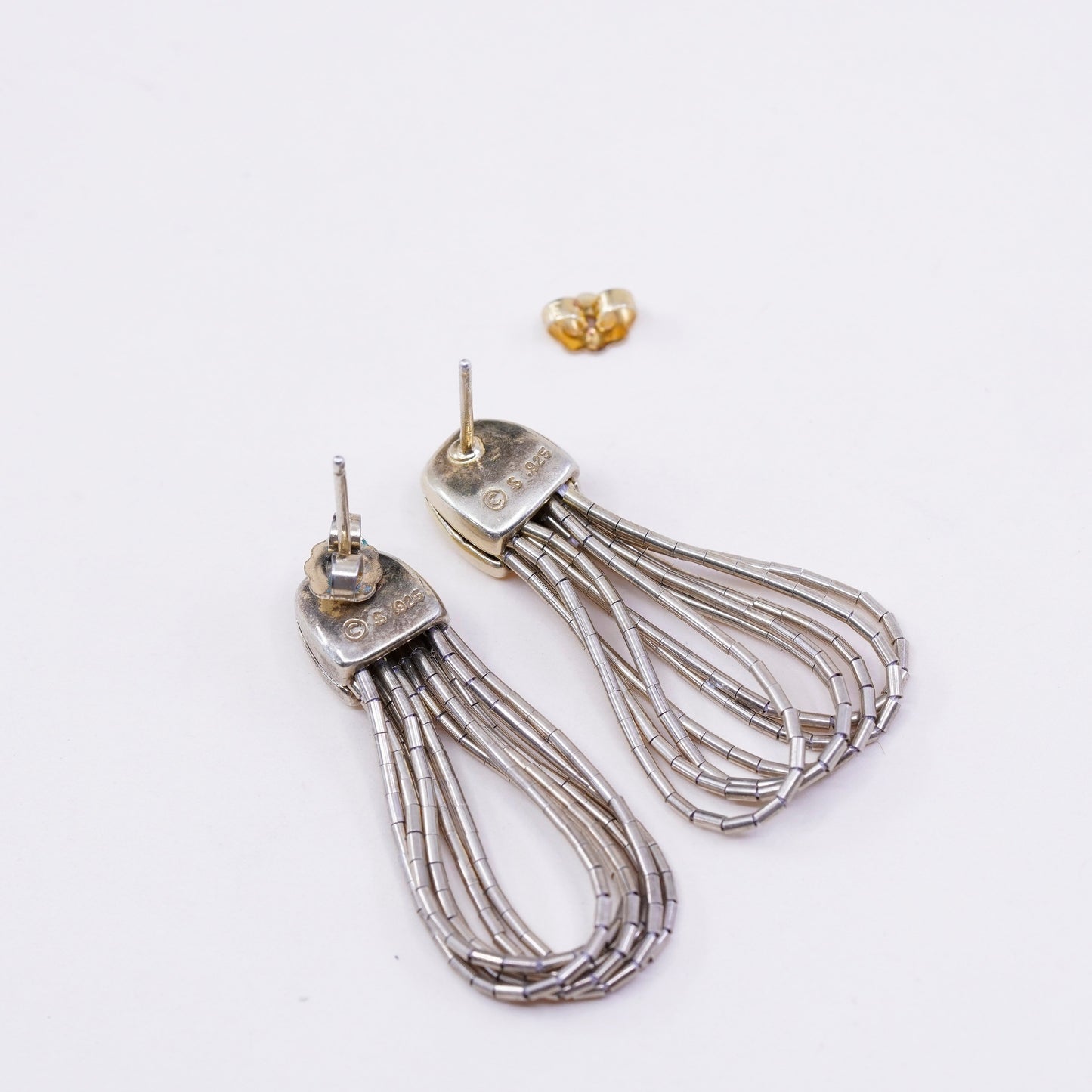 Vintage Shube vermeil gold over sterling earrings, 925 liquid silver dangles