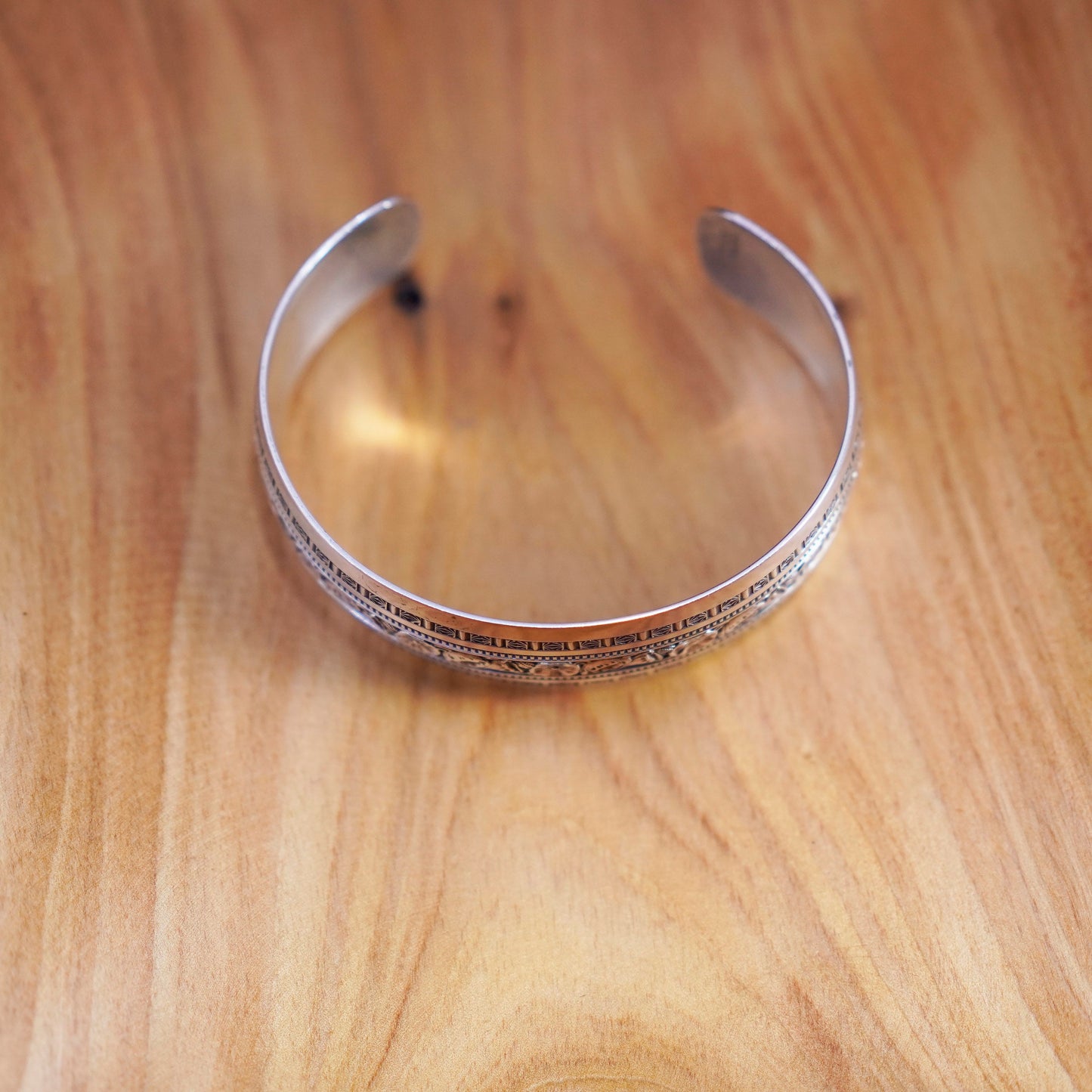 6.75”, Danecraft Sterling silver handmade bracelet, textured wide 925 cuff
