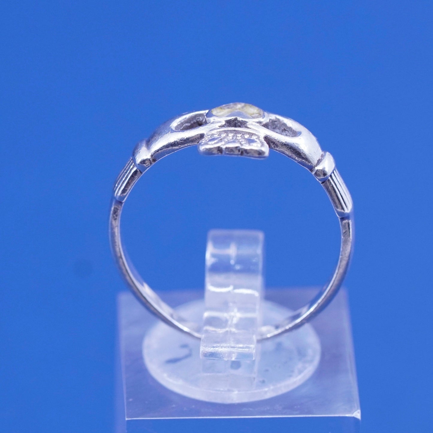 sz 9, vtg Ireland Solvar sterling silver claddagh ring, holding heart 925 band