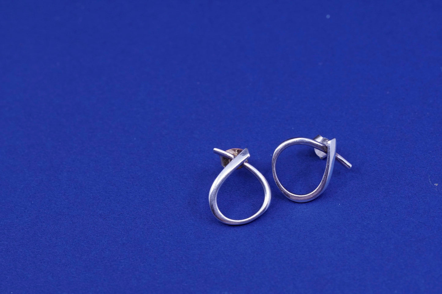 Vintage Sterling silver handmade earrings, modern 925 teardrop studs