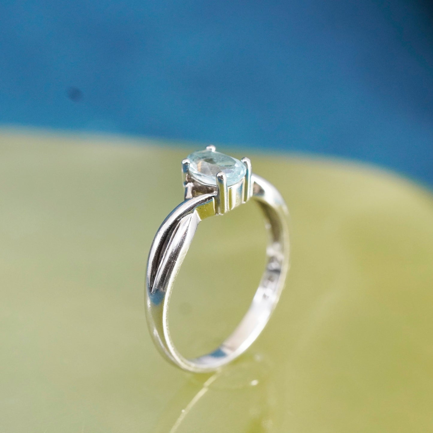 Size 6, vintage Sterling silver handmade ring, 925 stackable ring with topaz