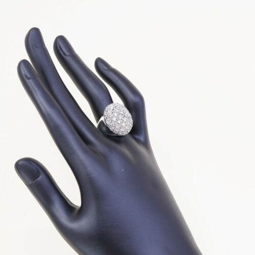 Sz 8.5, Vtg Sterling silver Engagement ring, 925 silver band W/ Cluster Cz