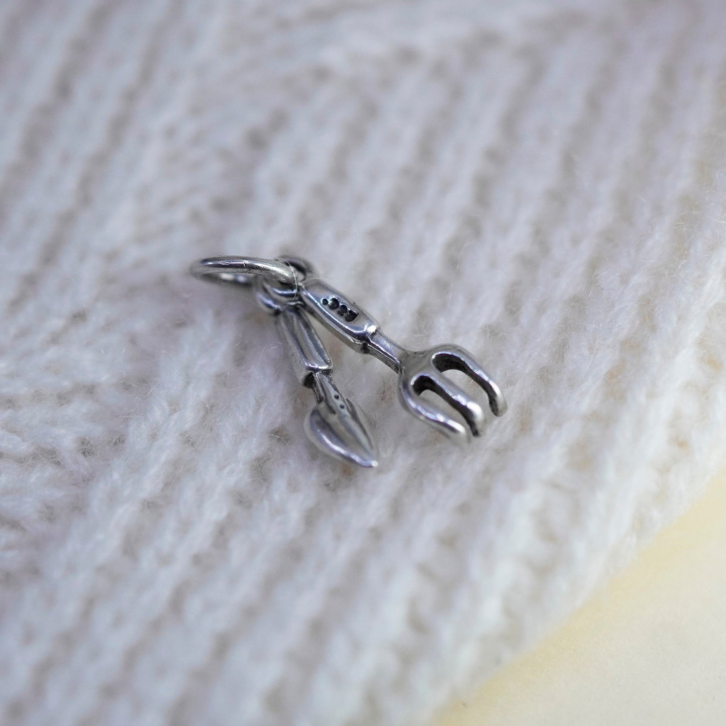 Vintage sterling silver handmade pendant, 925 trowel weeder charms