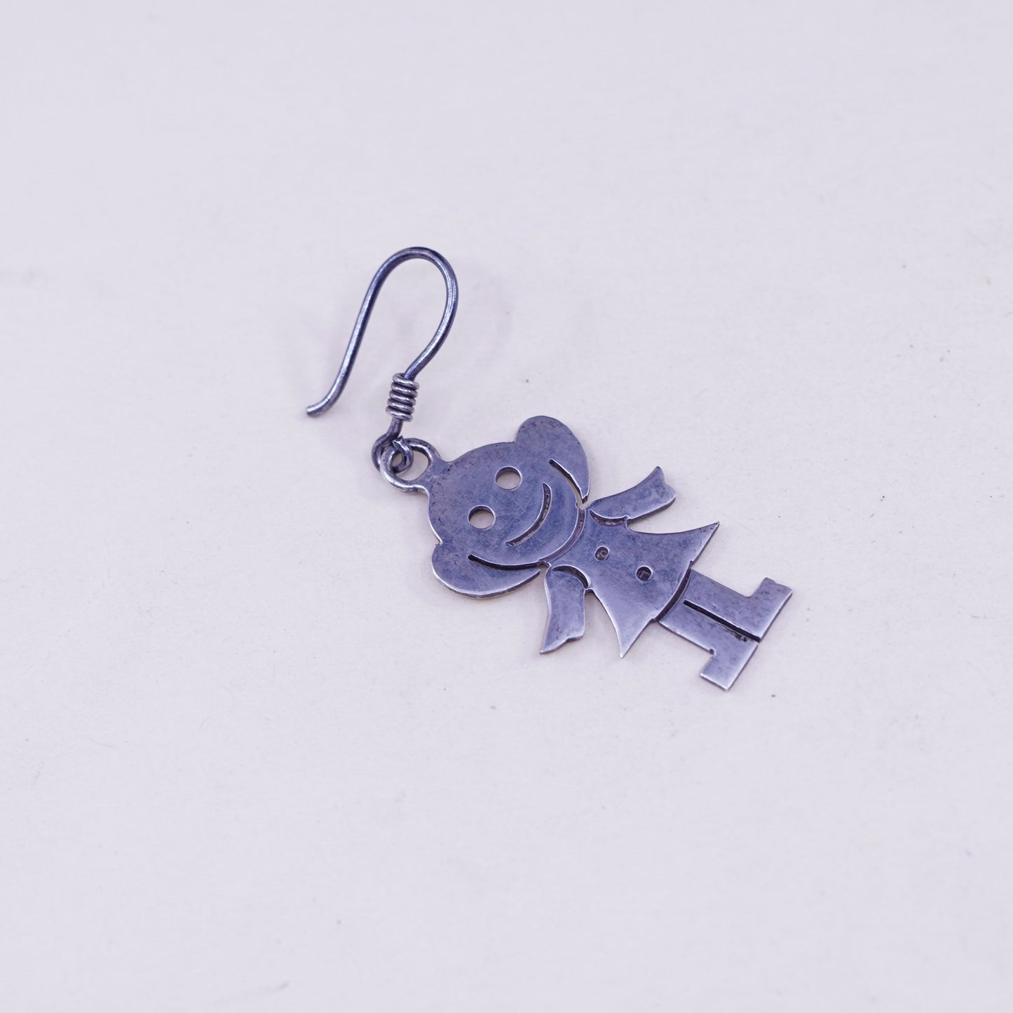 Vintage sterling silver handmade earrings, 925 girl dangles