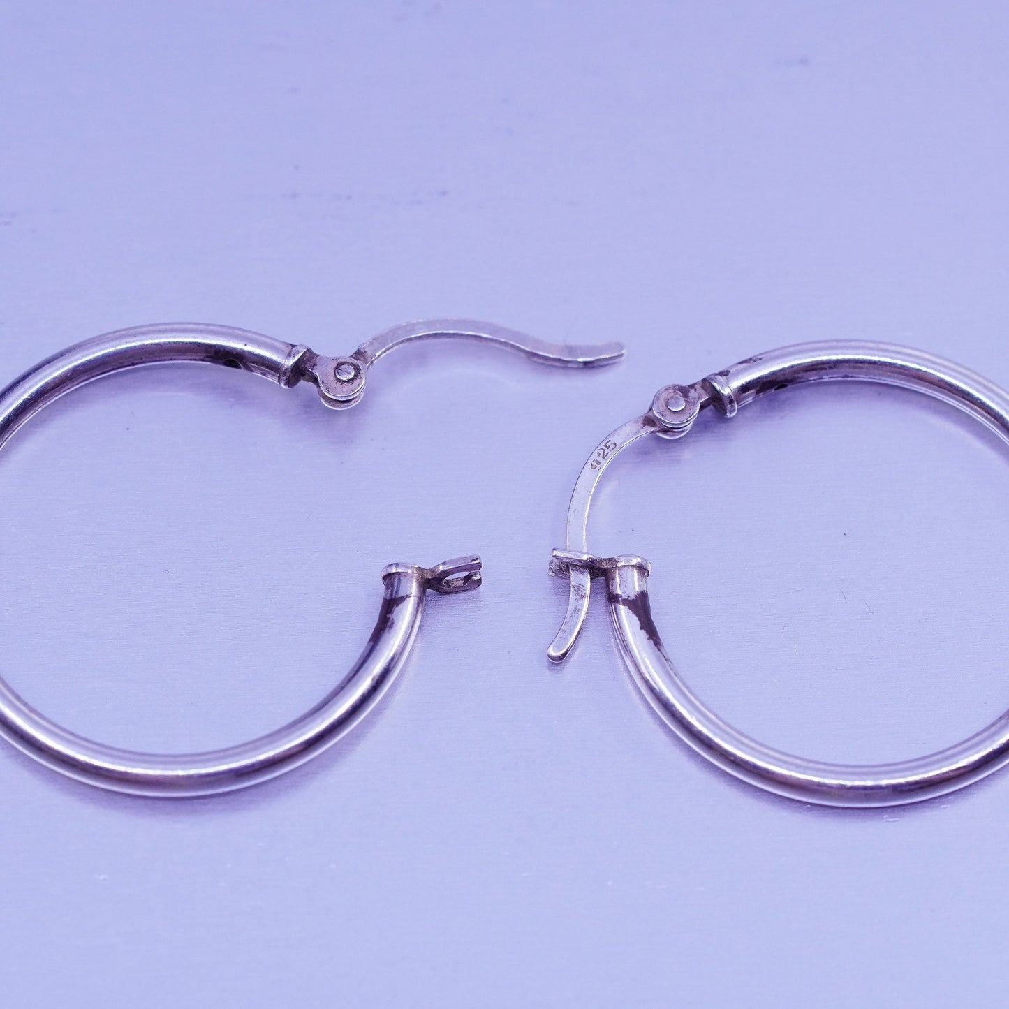 1”, vintage Sterling silver handmade earrings, 925 hoops