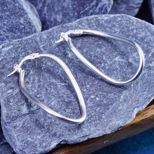 1.5”, vintage Sterling silver handmade earrings, twisted 925 hoops modern