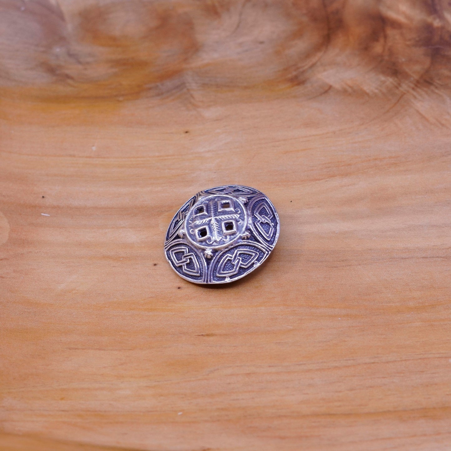 vtg handmade David Andersen sterling 925 silver circle woven textured brooch