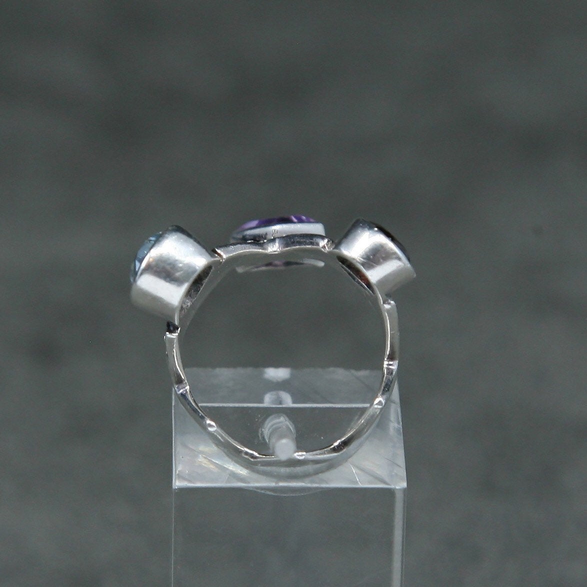 sz 5.5, Sterling silver handmade ring, 925 w/ ruby sapphire peridot amethyst