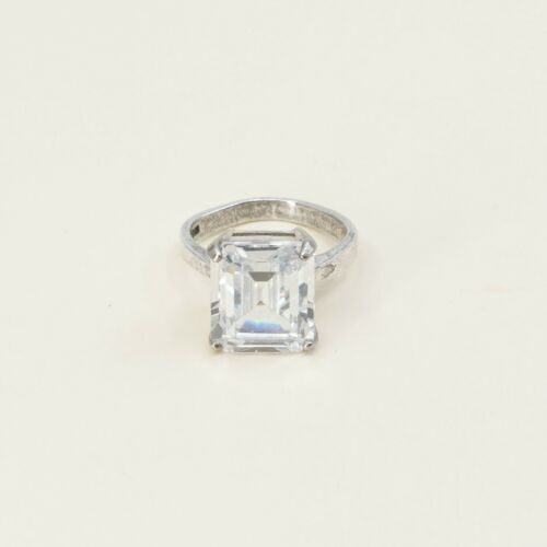 Sz 8, Vtg Sterling Ring, 925 Silver Handmade Statement Ring W/ CZ, Stamped 925