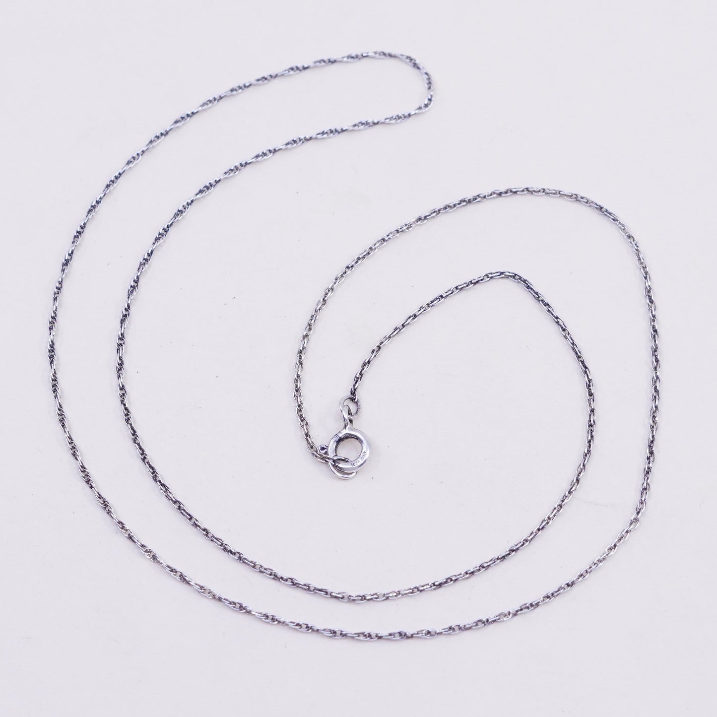 19”, 1mm, Vintage sterling silver circle chain, Italy 925 necklace