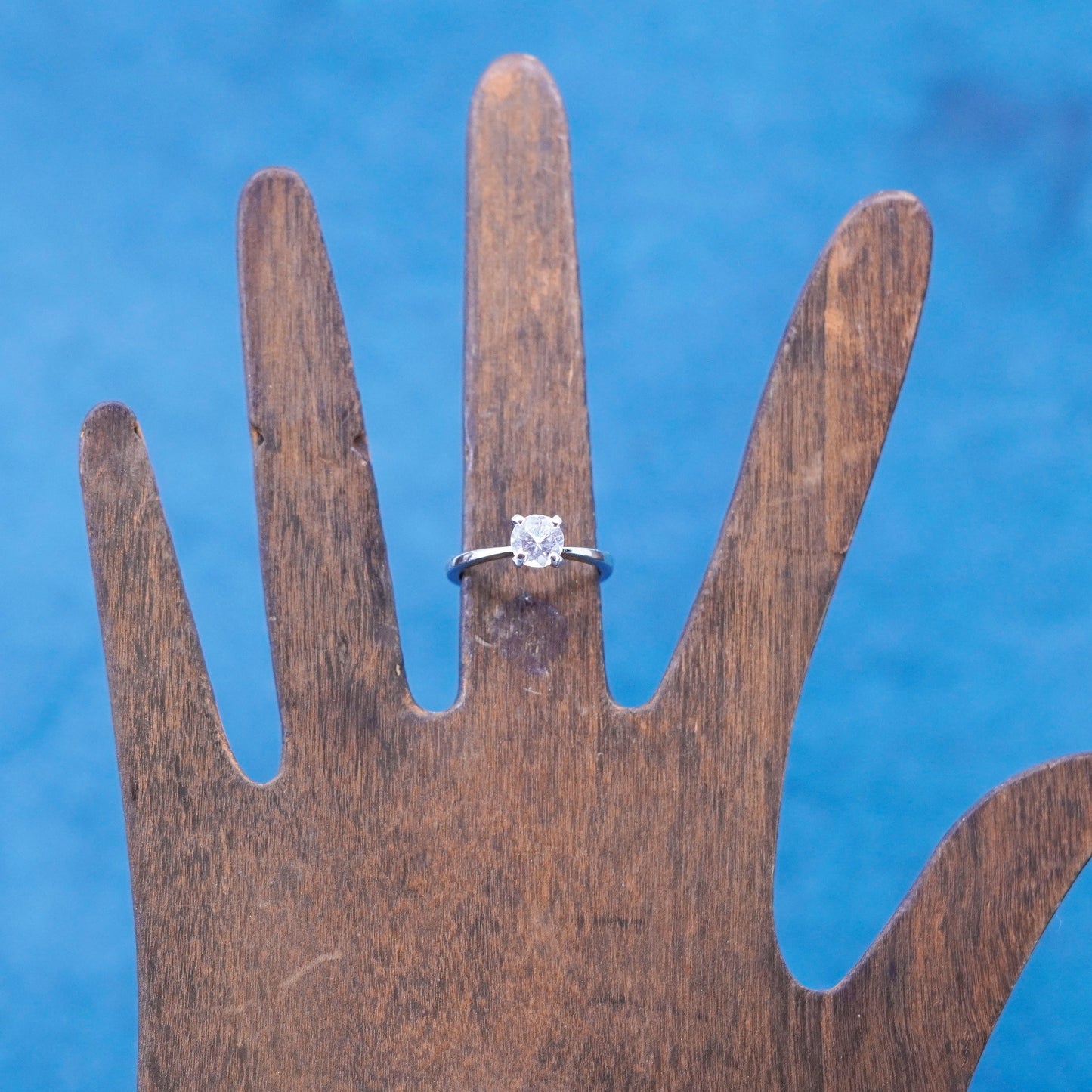 Size 6, vintage Sterling 925 silver handmade engagement ring with cz