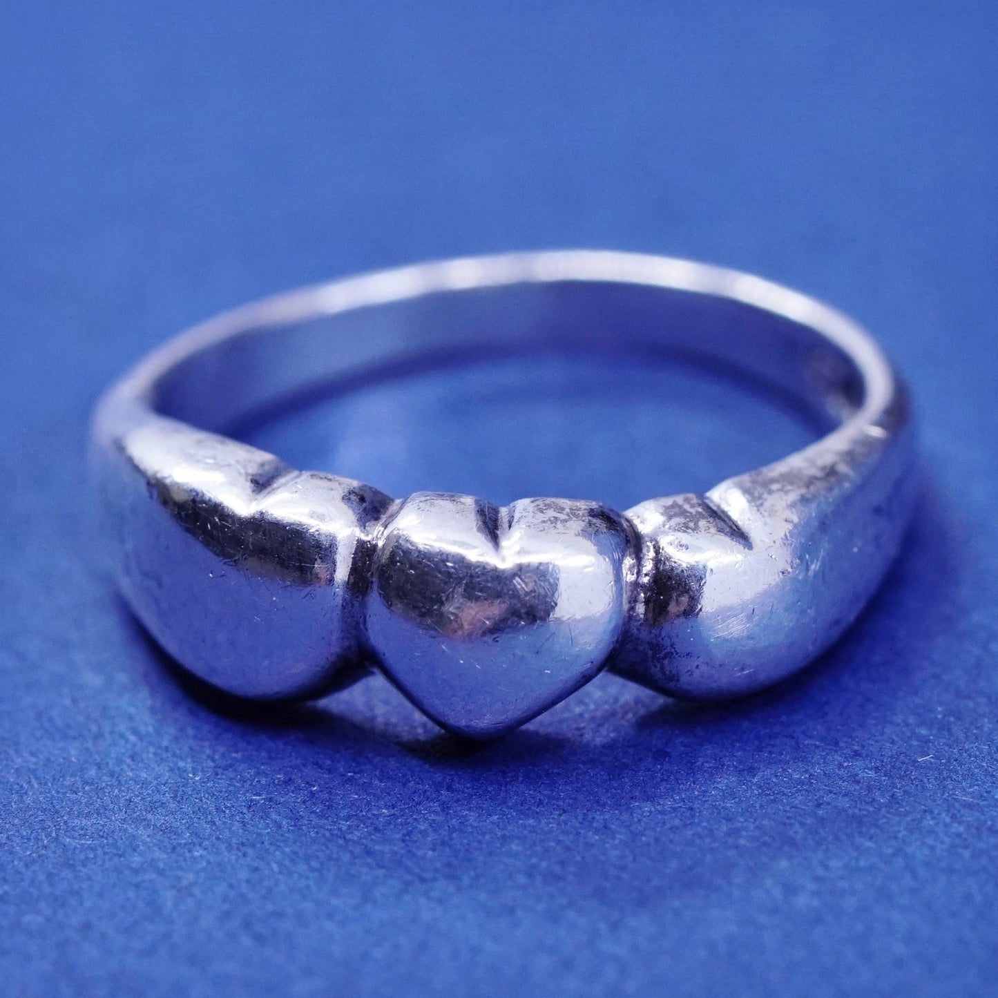 Size 6, vintage sterling silver handmade ring, 925 heart band