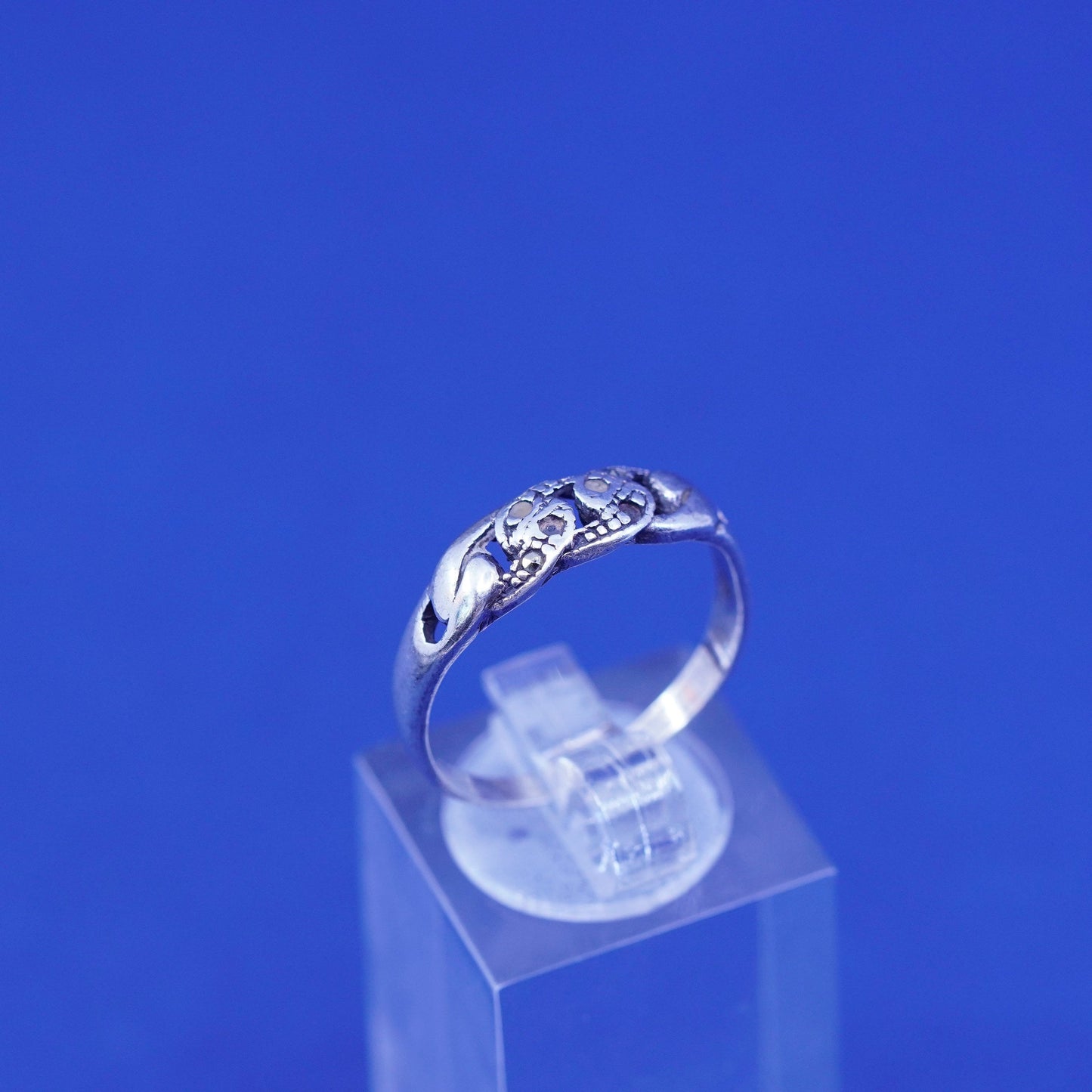 Size 8.5, vintage Sterling silver handmade ring, 925 chain band