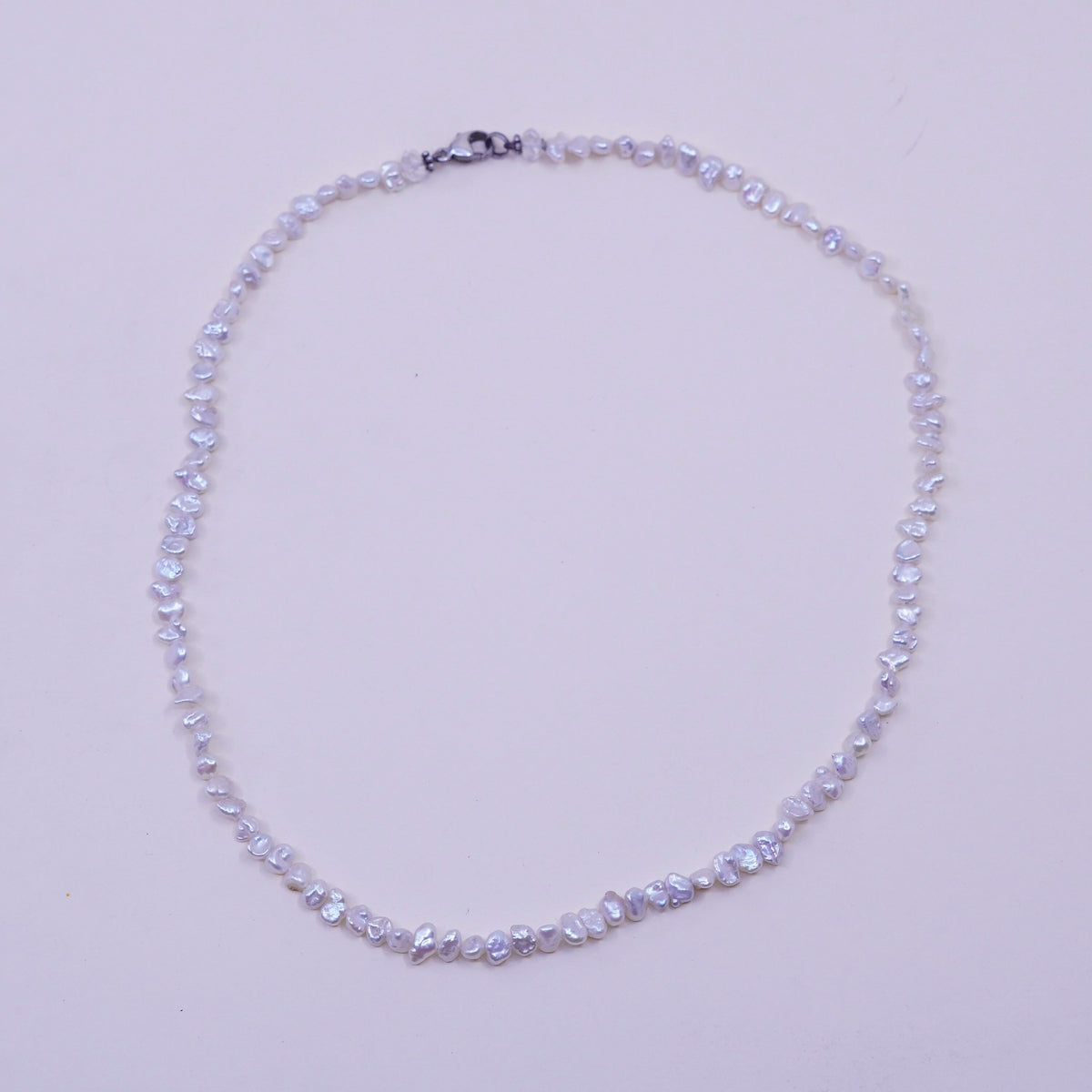 16”, Vintage pearl beads necklace chain with sterling 925 silver clasp