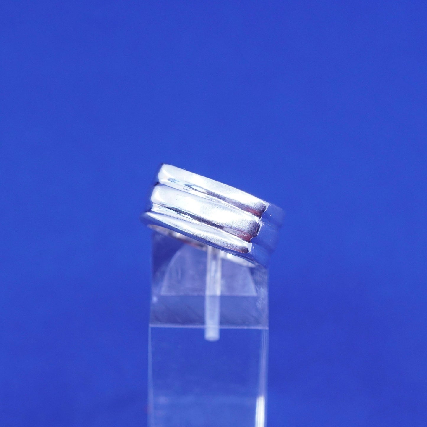 Size 6.25, Sterling silver handmade ring, Mexico square ribbed 925 men’s band