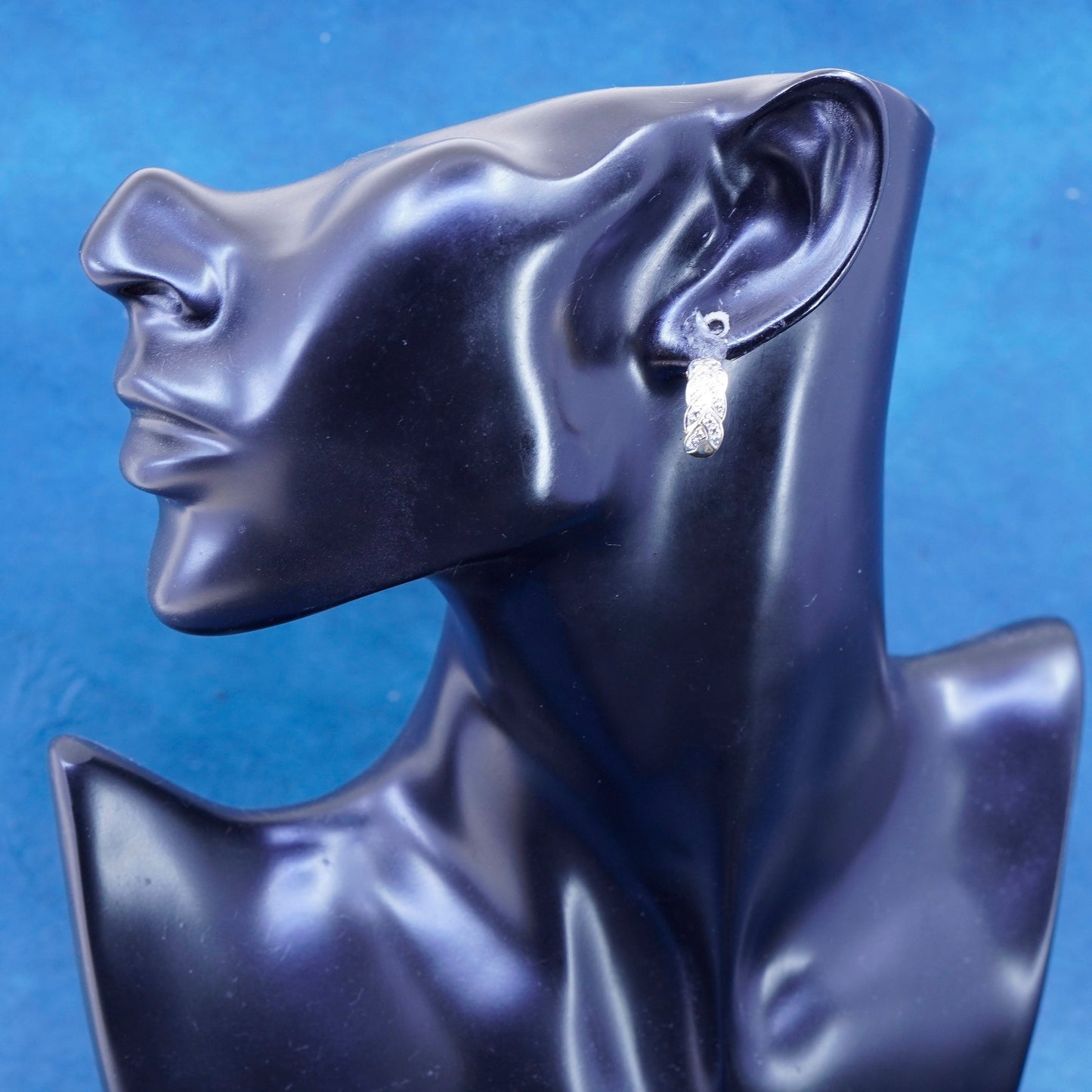 0.5”, Vermeil gold over Sterling 925 silver earrings, hoops, huggie w/ diamond