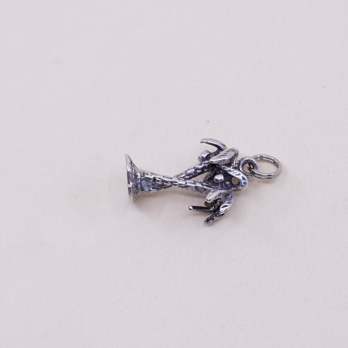 Vintage sterling silver handmade pendant, 925 silver charm palm tree