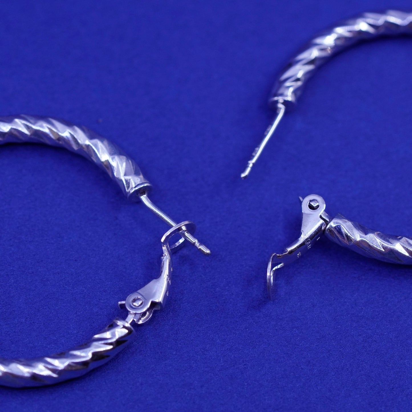 1.25”, vintage Sterling silver handmade earrings, 925 twisted hoops