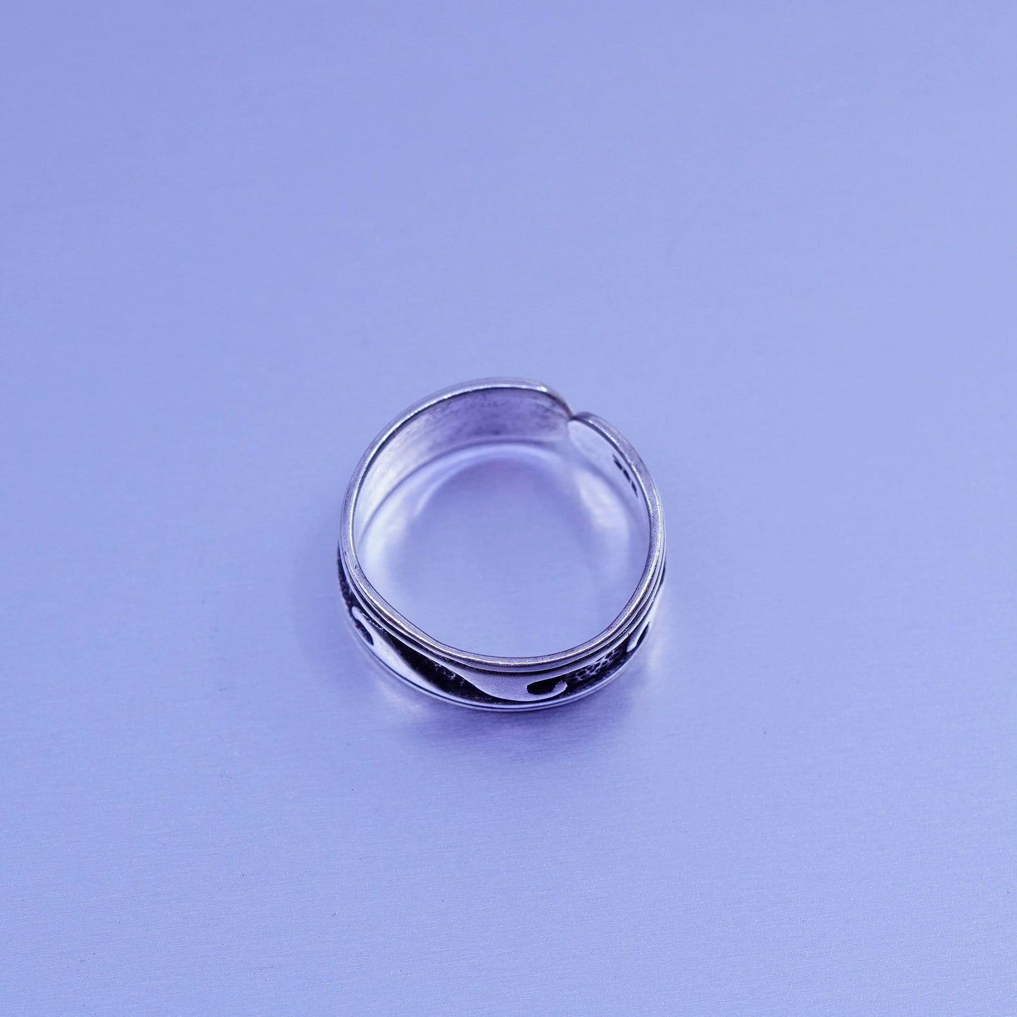 Size 3, southwestern Sterling 925 silver handmade ring, wavy wave open band