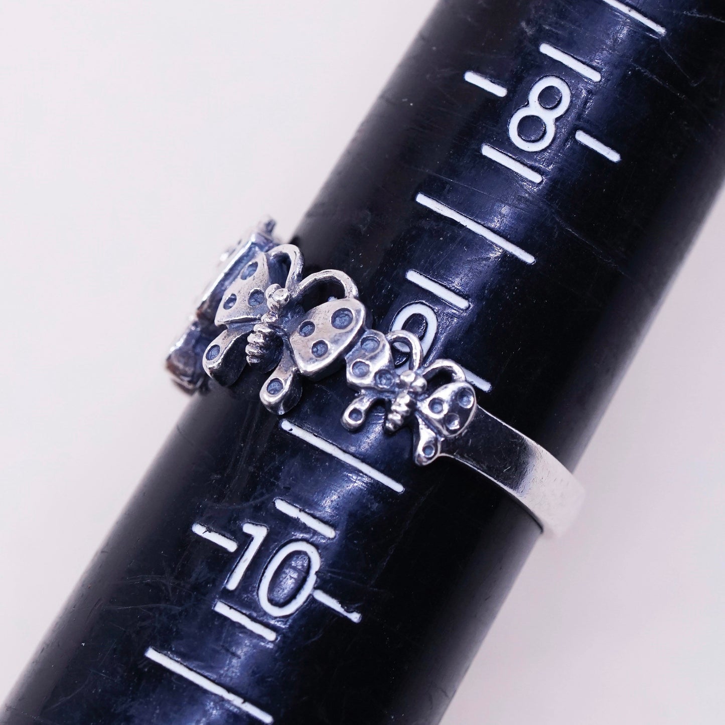 Size 9, vintage SE Sterling silver handmade ring, 925 butterfly band