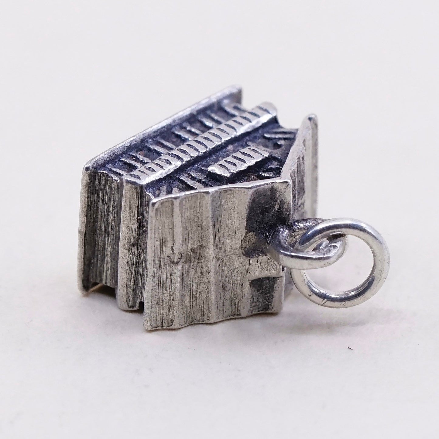 Vintage sterling silver handmade pendant, 925 house charm, stamped 925