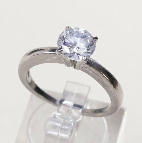 Sz 6.25, Vtg Sterling silver handmade ring, solid 925 Engagement band W/ CZ