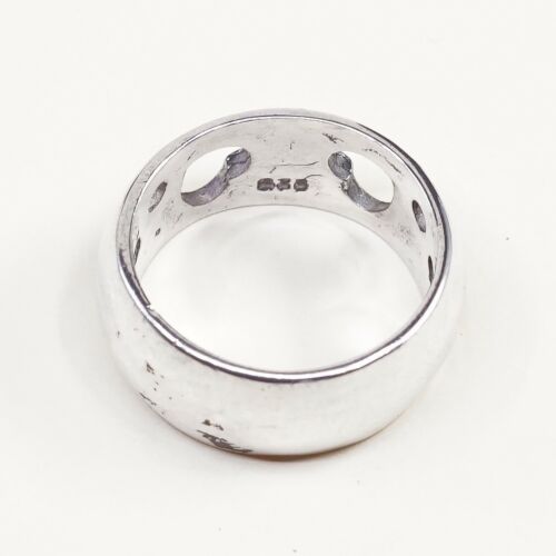 Size 8, Vtg Sterling Silver Handmade Ring 925 Band W/ Heart cut out, Stamped 925