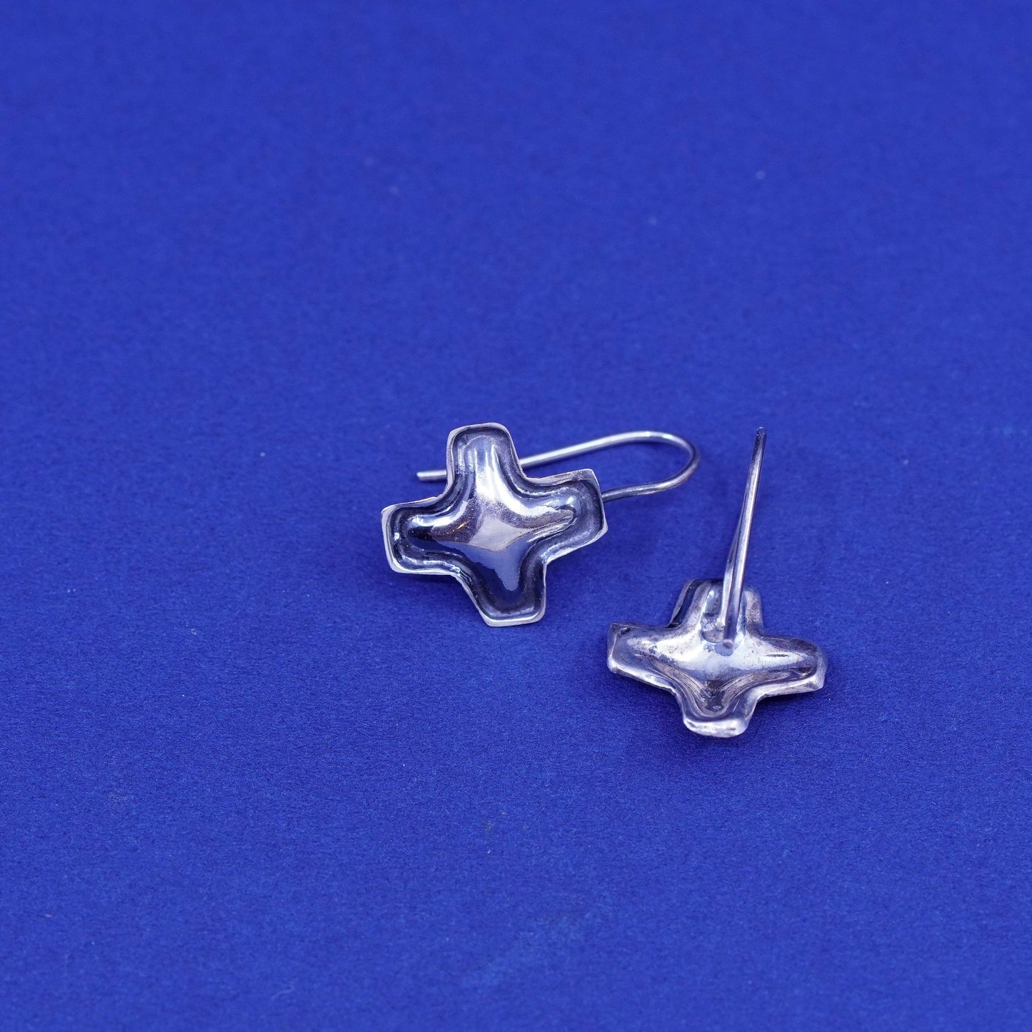 Vintage Sterling silver handmade earrings, 925 cross drops