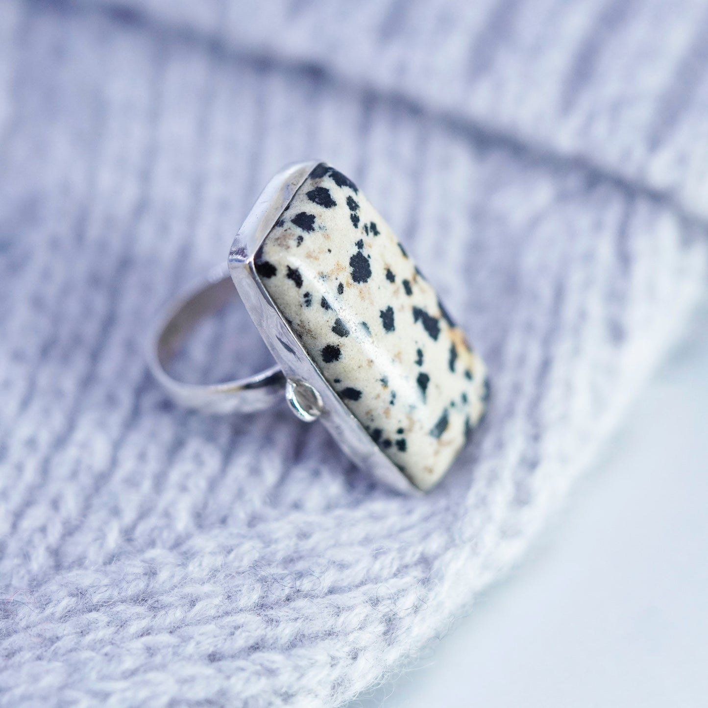 Size 4, southwestern Sterling 925 silver handmade ring with Dalmatian Jasper