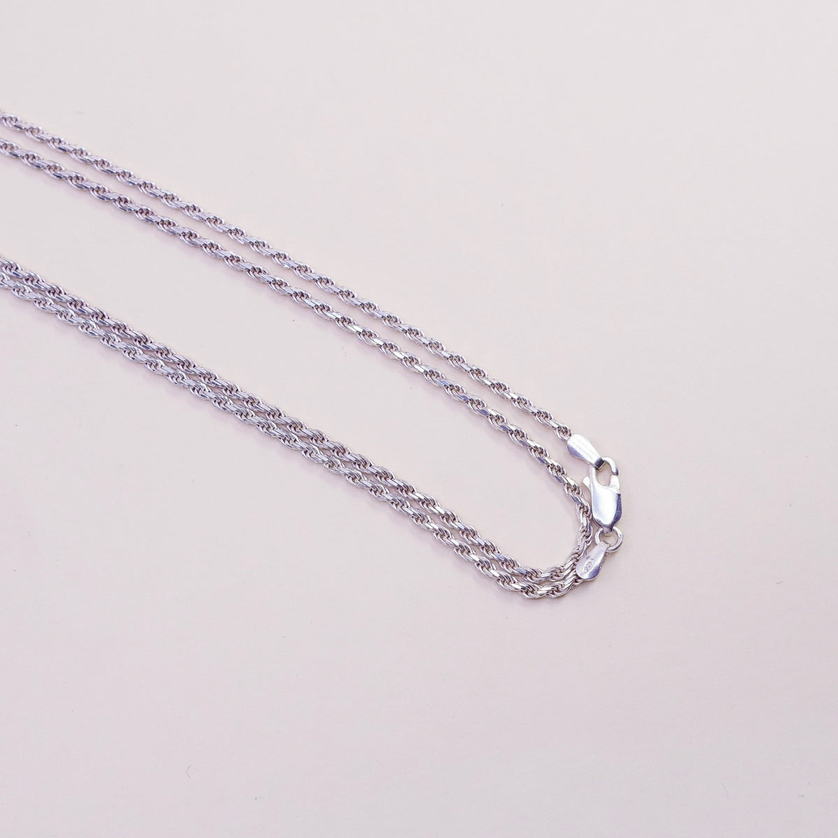 48”, Vintage italy sterling silver diamond cut rope chain, Italian 925 necklace