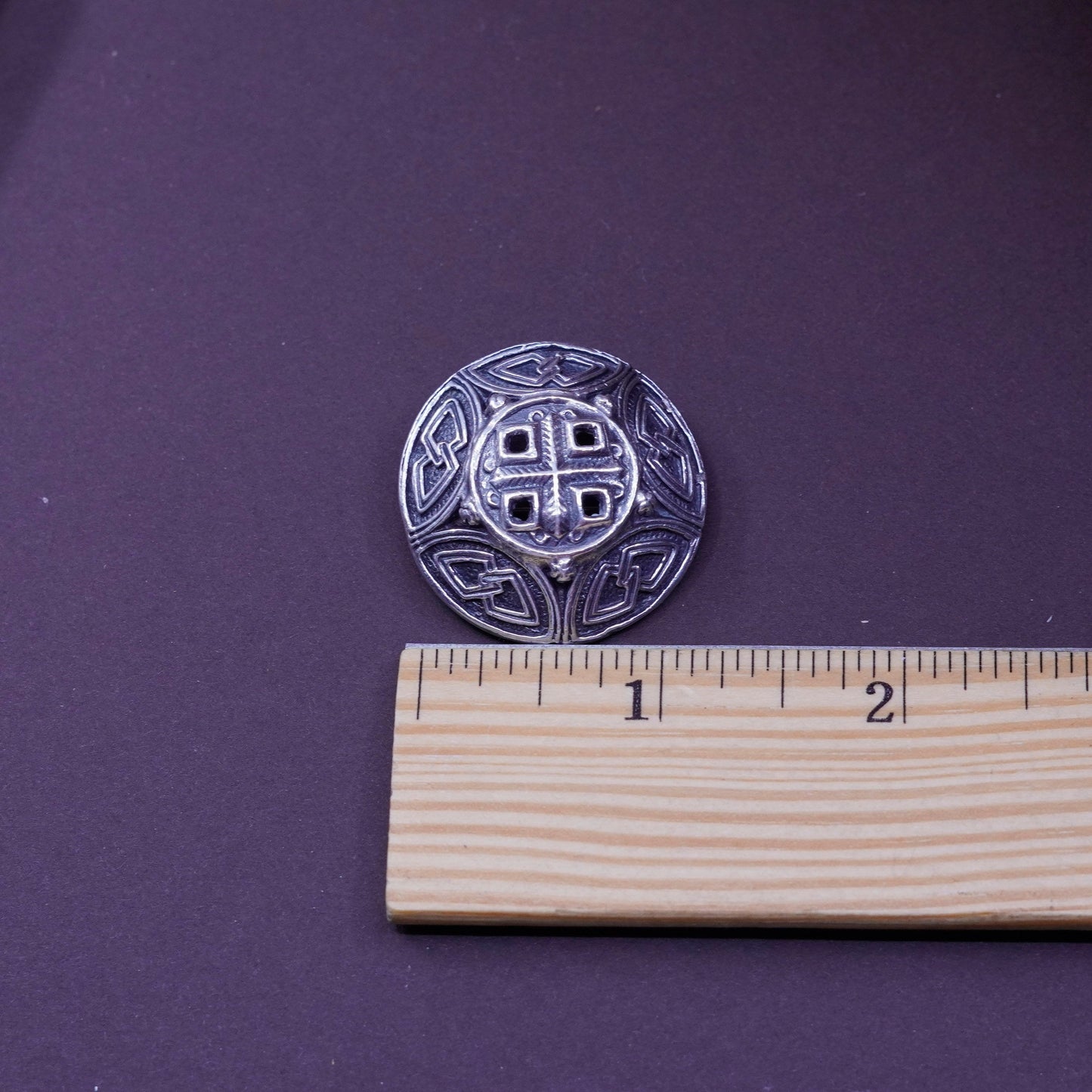 vtg handmade David Andersen sterling 925 silver circle woven textured brooch