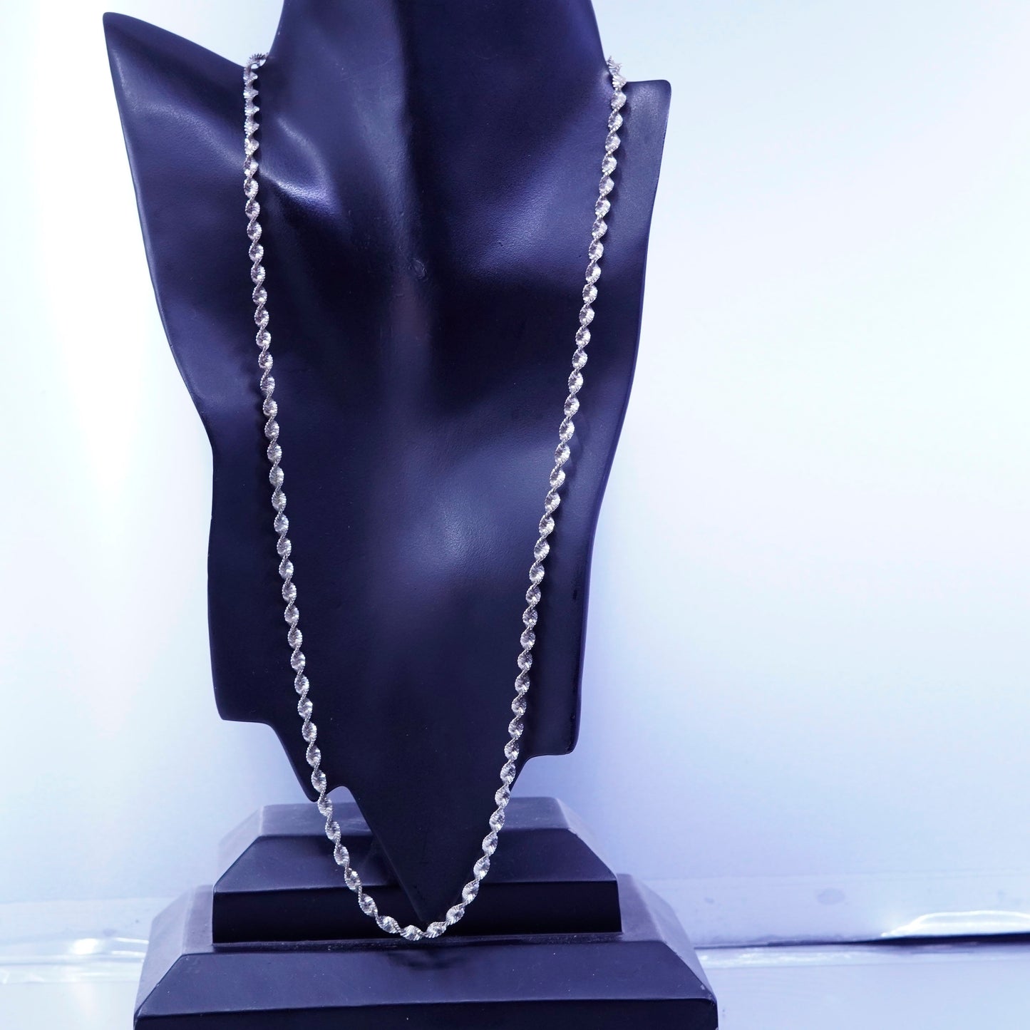 25” 5mm, vintage Italy IBB Sterling 925 silver herringbone chain necklace